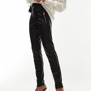 Topshop Sleek Black Leather Pants